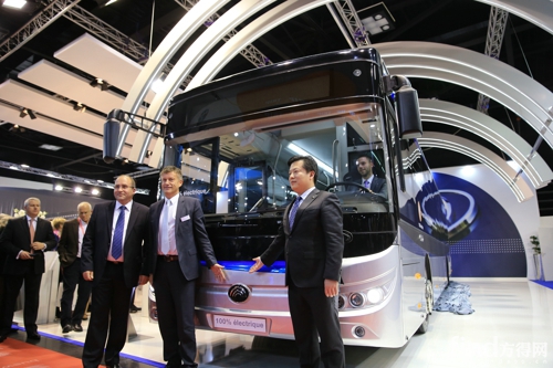 2015年10月宇通在比利时国际车展发布首款面向欧洲市场的纯电动客车