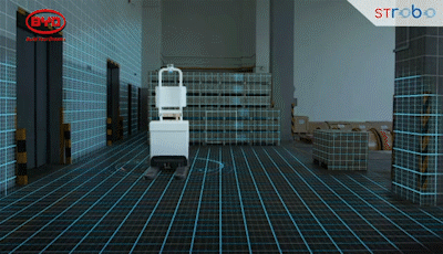 比亚迪联合ST Engineering推出无人驾驶叉车 (1)