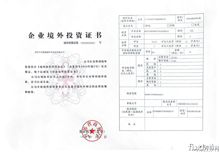 南京市首张！开沃集团获批中阿产业园境外投资证书