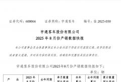 宇通客车8月销量再飙高17% 累销近3万辆！三大车型全开花 最高涨31%