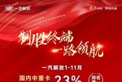 11连冠，解放中重卡终端再夺魁！