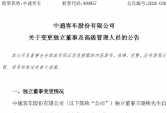 中通客车发生重要人事变动