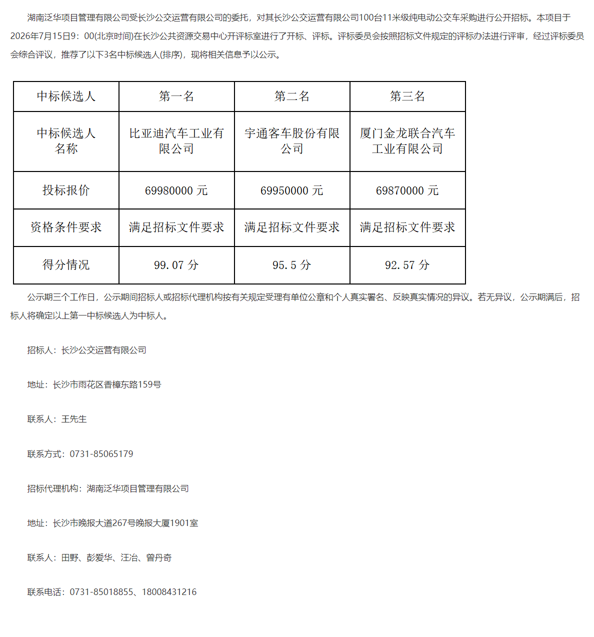 10辆中标候选